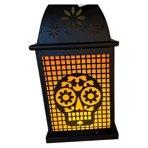 Halloween LED Skull Lantern Color Changing Light Candle Cutouts Purple Spooky - Picture 5 of 12